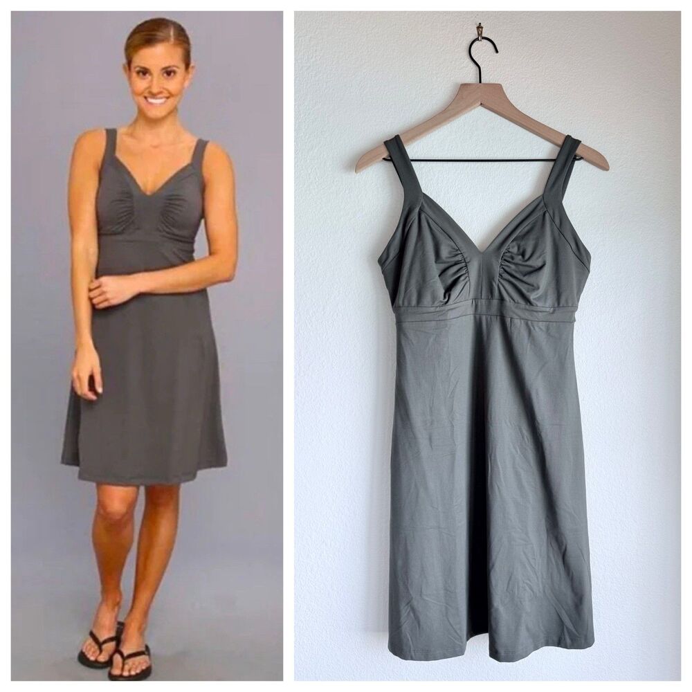 Patagonia Women's Minette V-Neck A-Line Active Dress in Forge Gray Size Medium